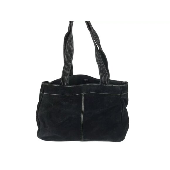 Banana Republic Tote Shoulder Bag Womens Black Suede Pockets Double Handles - Picture 3 of 8